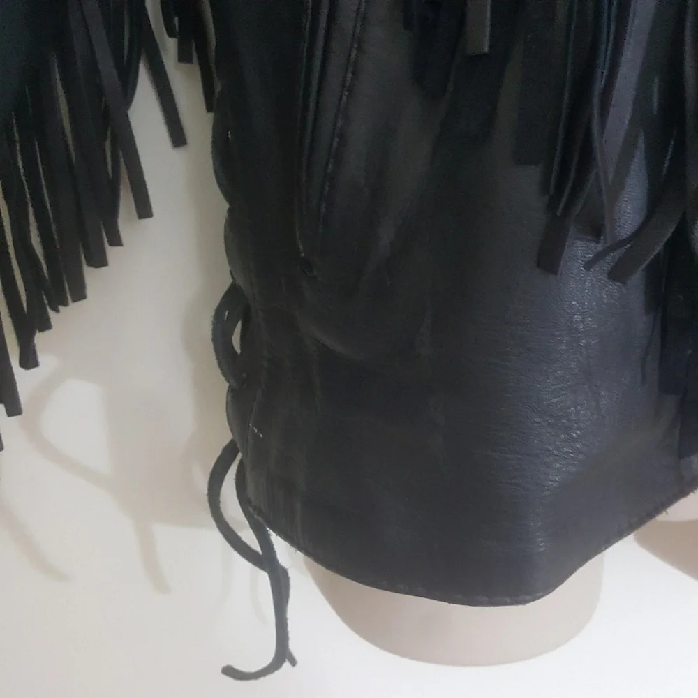 Vintage Black Leather Jacket with Red Embroidery - Picture 8 of 8